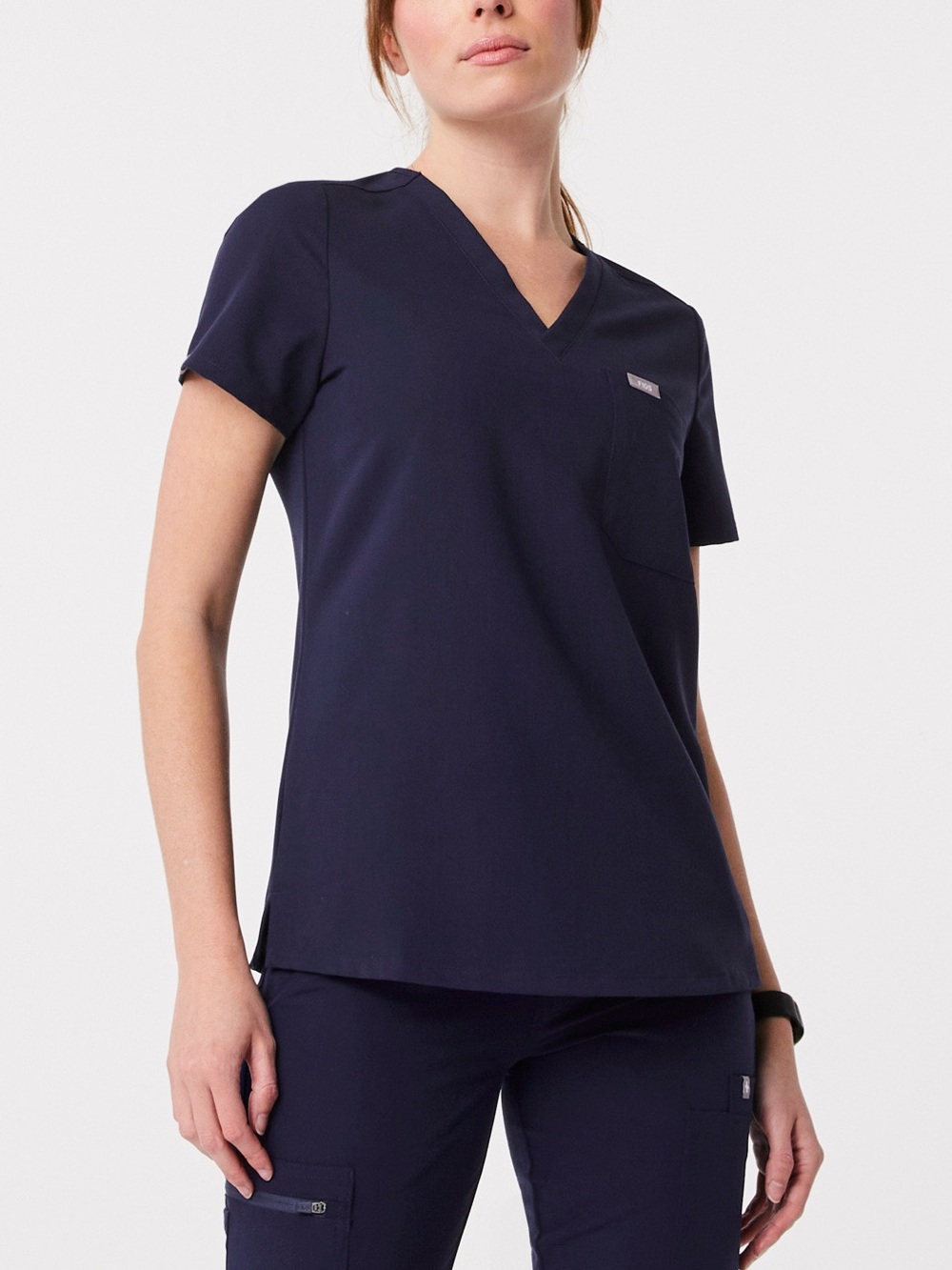 Figs Navy V-Neck Short Sleeve Scrub Top